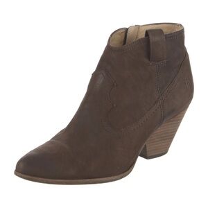 Frye Reina Soft Brown Leather Side Zip Suede Ankle Booties Women